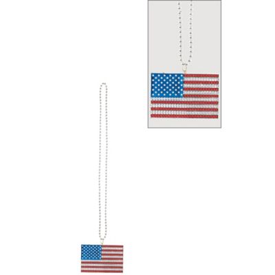 American Flag Pendant Bead Necklace Halloween Costume Multi-Colored