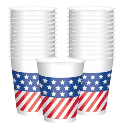 Patriotic American Flag Cups 25ct