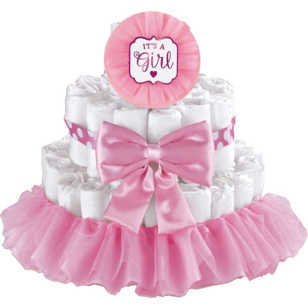 Pink It s a Girl Baby Shower Diaper Cake Decorating Kit