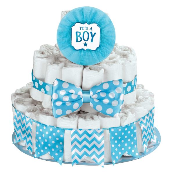 Blue It s a Boy Baby Shower Diaper Cake Decorating Kit