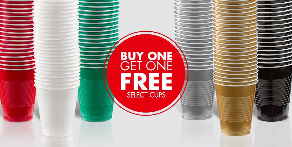 Buy One Get One Free BOGO Plastic & Paper Cups Party City