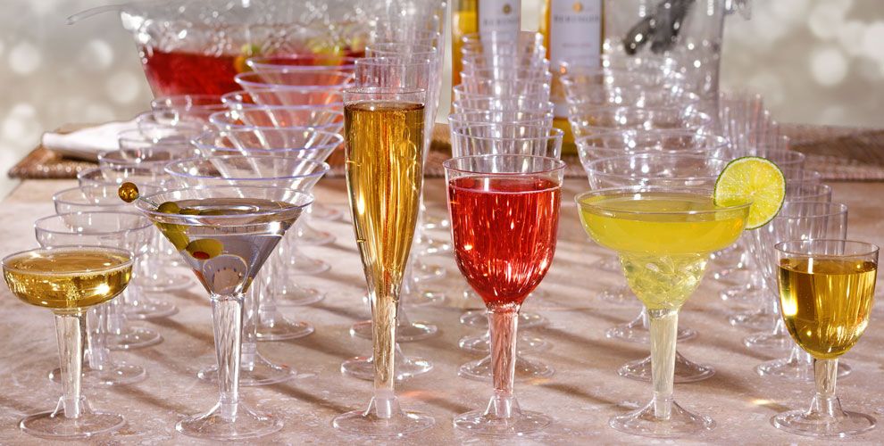 Plastic Cups & Stemware Plastic Stemware, Wine Glasses & Flutes