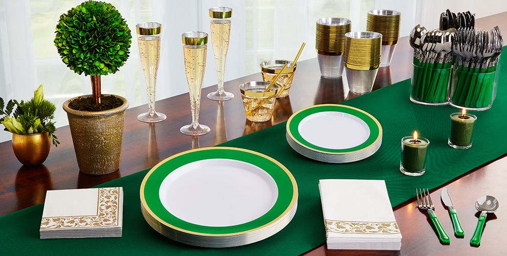 Festive Green Tableware Dark Green Party Supplies Party City