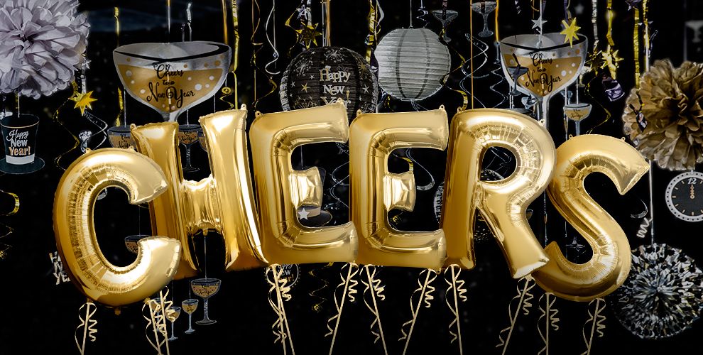 Black, Gold & Silver New Years Eve Balloons