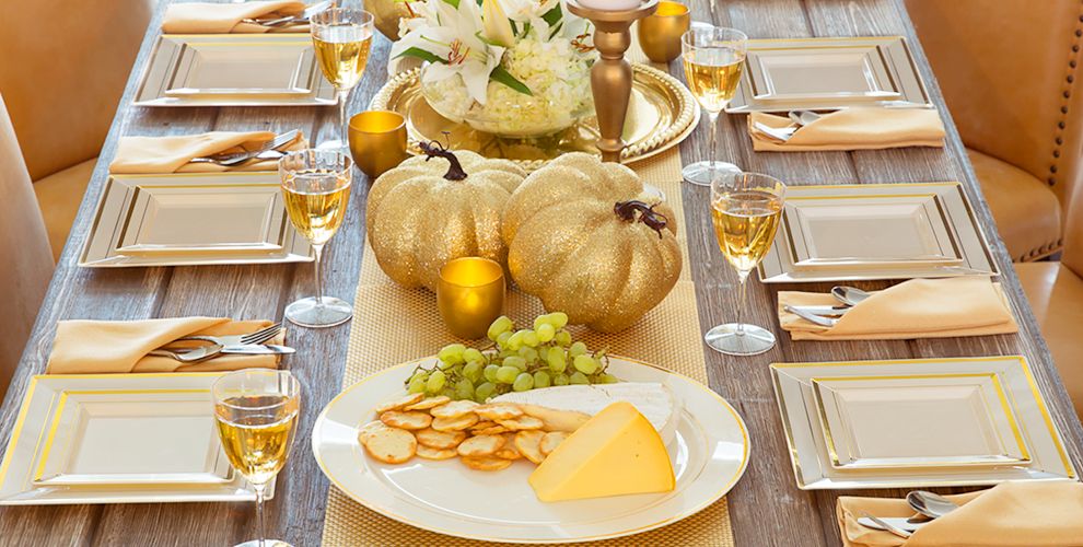 Cream Gold Premium Tableware Party City