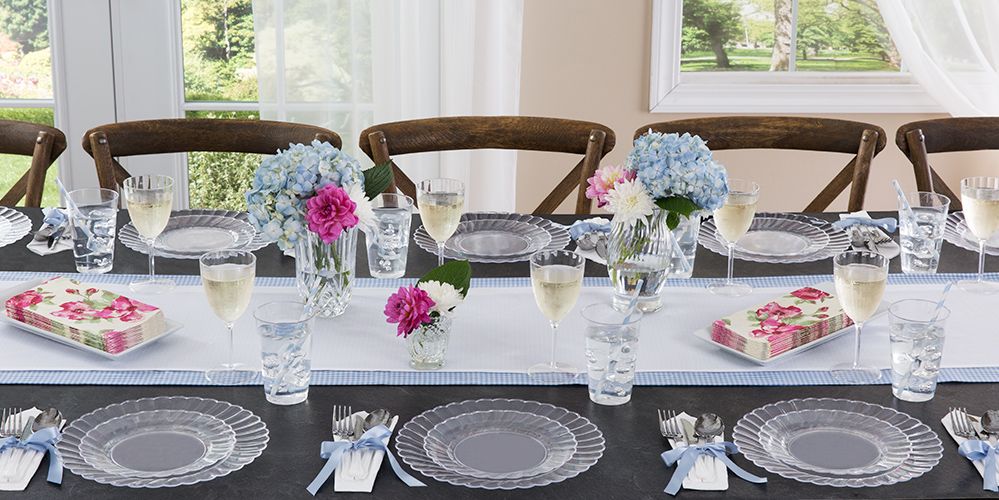 CLEAR Plastic Tableware CLEAR Plastic Plates, Cups, & Bowls Party City