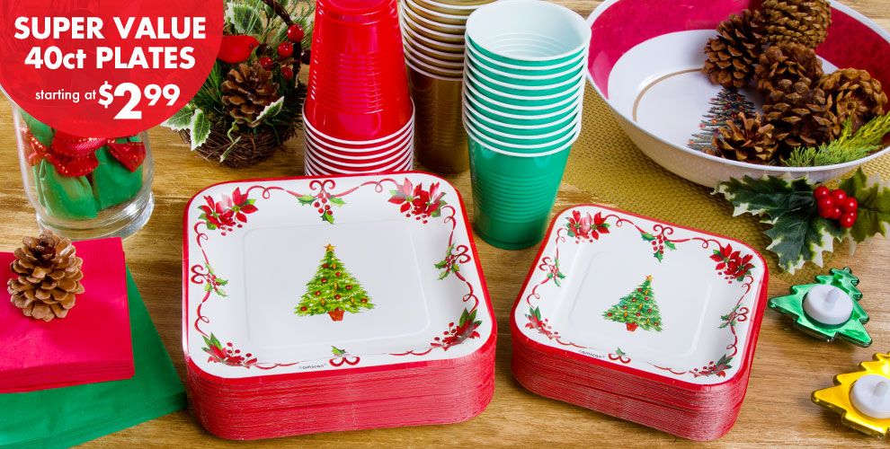 Traditional Christmas Value Plates & Tableware Party City