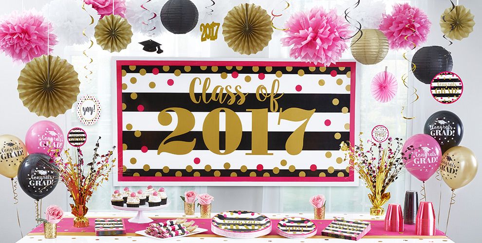 Pink & Black Graduation Decorations Party City