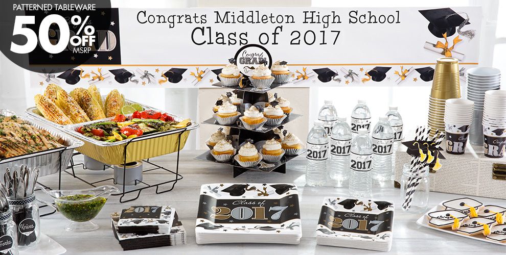 Black, Gold & Silver Graduation Party Supplies Party City