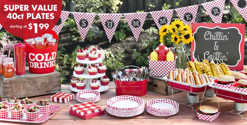 Picnic Party Red Gingham Party Supplies Party City