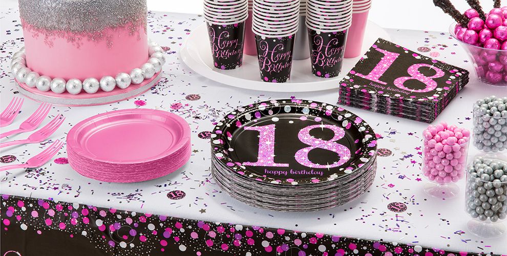 Pink Sparkling Celebration 18th Birthday Party Supplies - Party City