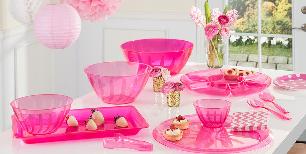 Bright Pink Serving Trays, Bowls & Utensils Tableware & Serving