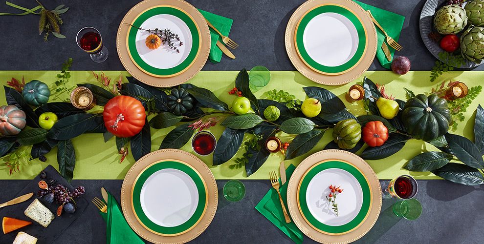 Colorful Border Premium Tableware Gold Trim Premium Plastic Plates