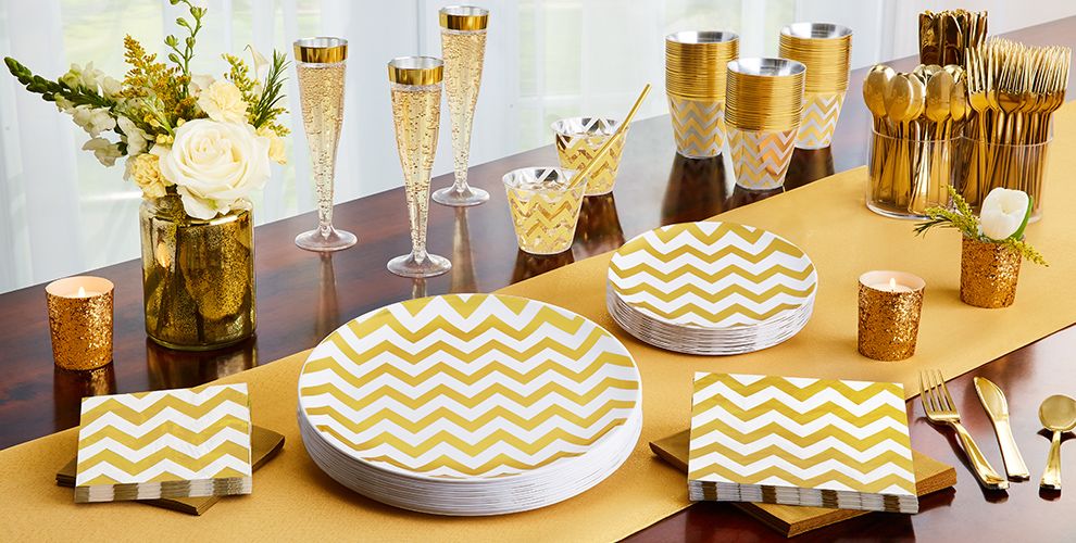 White Gold Premium Tableware Gold Trim Premium Plastic Plates Party City