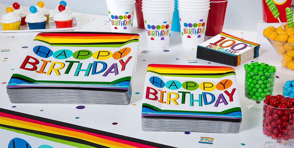 Rainbow 100th Birthday Party Supplies - Rainbow 100th Birthday Party