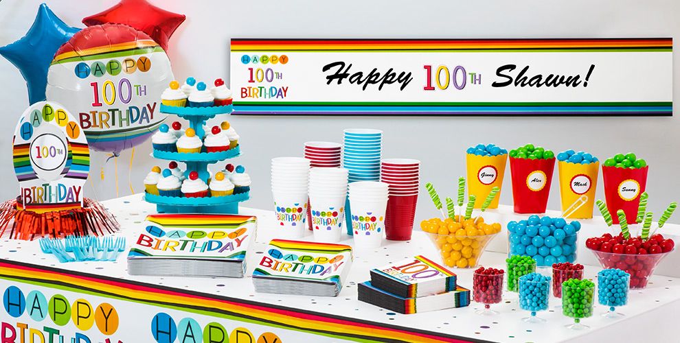 Rainbow 100th Birthday Party Supplies - Rainbow 100th Birthday Party