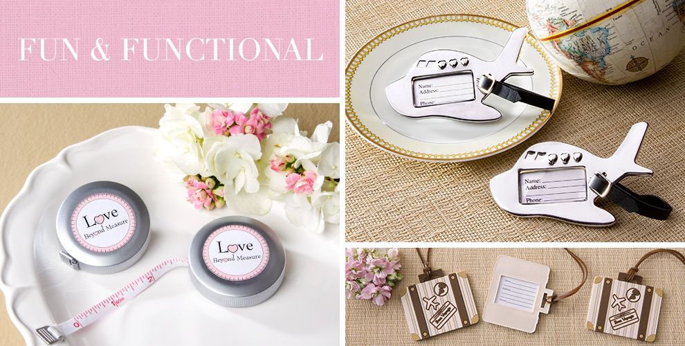 Shop for practical wedding favors that make useful gifts for your