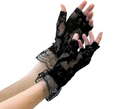 black lace hand gloves