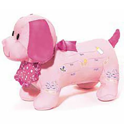 stuffed pink dog