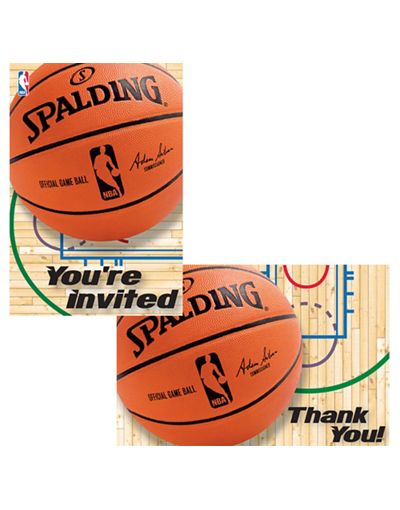 NBA Basketball Invitations & Thank You Notes for 8 - Party City