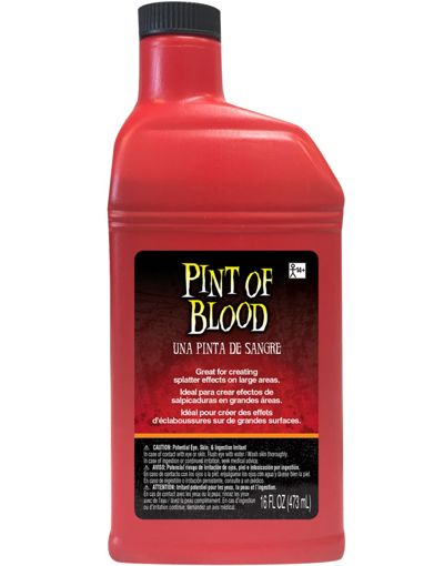 Pint of Blood. Great for creating splatter effects on large areas. 16 FL OZ (473 mL).