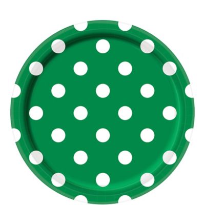 green paper plates and cups