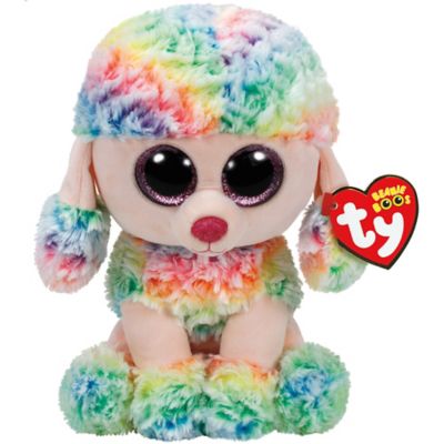 Large Rainbow Beanie Boo Poodle Dog 