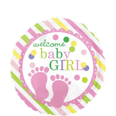 Colorful Welcome Baby Girl Balloon 17in 