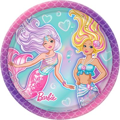 barbie plates and cups