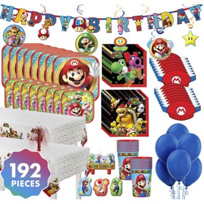 Super Mario Ultimate Party For 16 Guests Birthday Supplies Fandom Shop - roblox birthday banner personalized custom roblox party decoration large 2ftx6ft