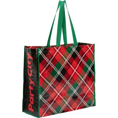 plaid tote bag