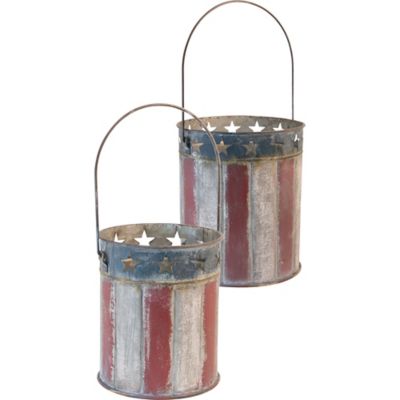 Patriotic American Flag Planter Set 2pc