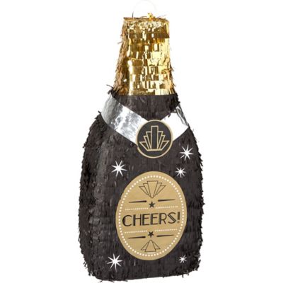 Champagne bottle piñata Birthday Party Games Adults 18 21 30 40 50 60