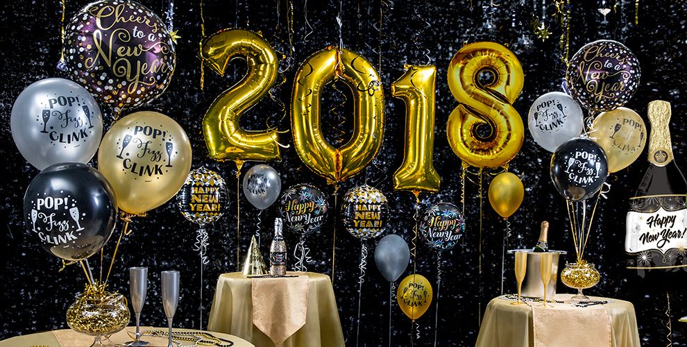 Black, Gold & Silver New Years Eve Balloons - Party City