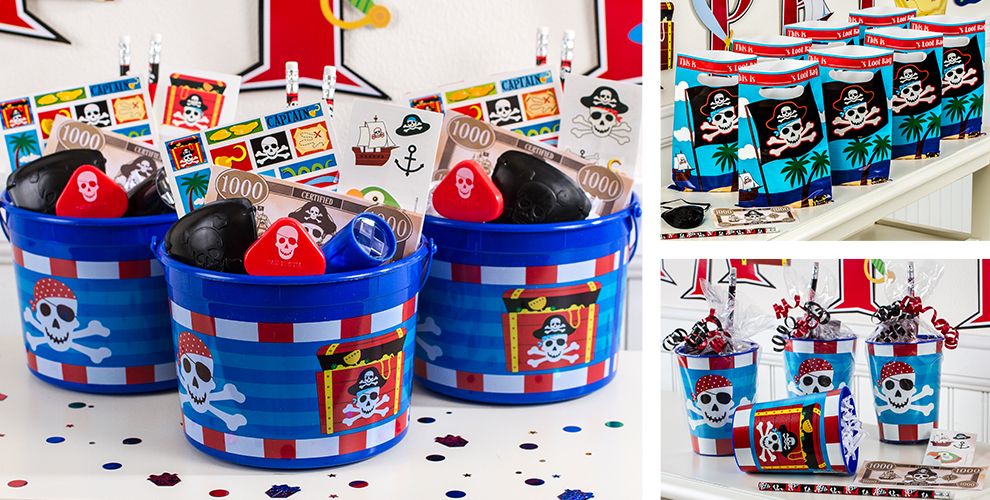 Pirate's Treasure Party Favors - Tattoos, Stickers, Bubbles & More ...