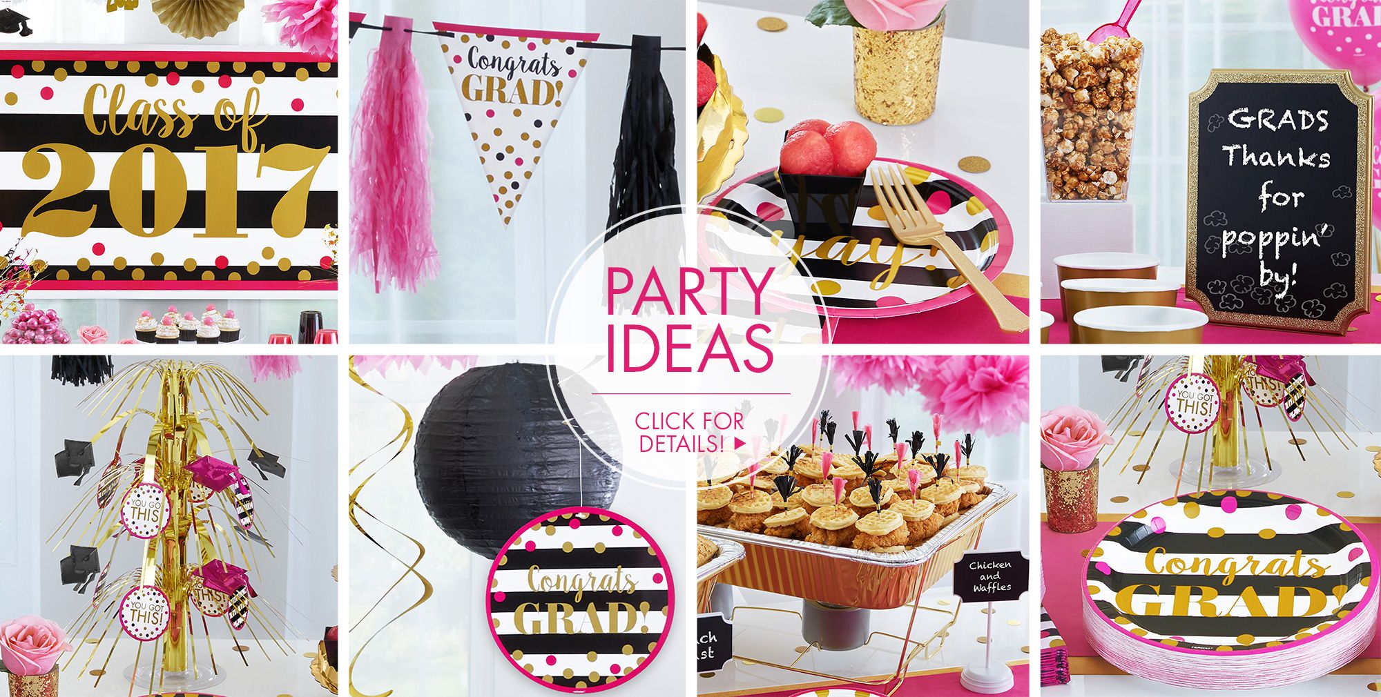 Pink & Black Graduation Party Supplies