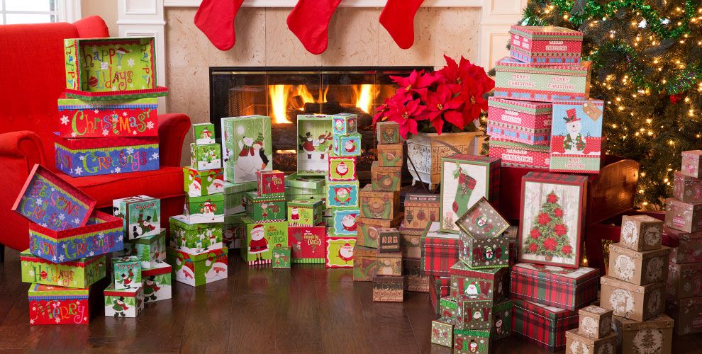 Christmas Gift Boxes - Nesting Christmas Boxes - Party City