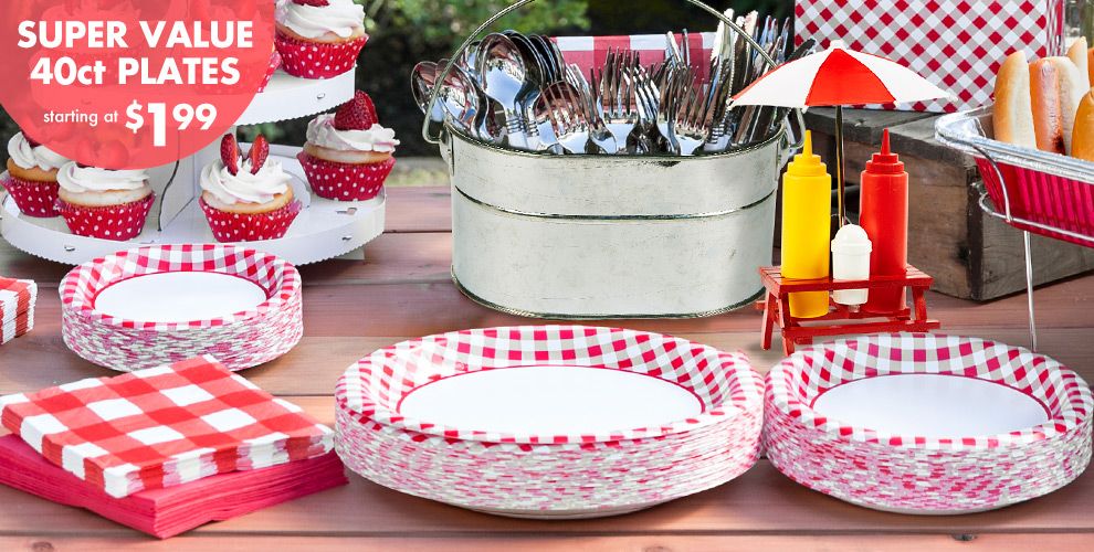 Picnic Party Red Gingham Party Supplies Party City