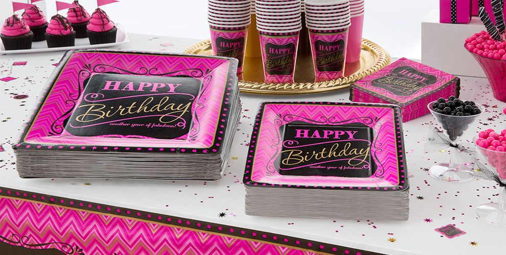 Pink Chevron Birthday  Party  Supplies  Pink Gold  Party  