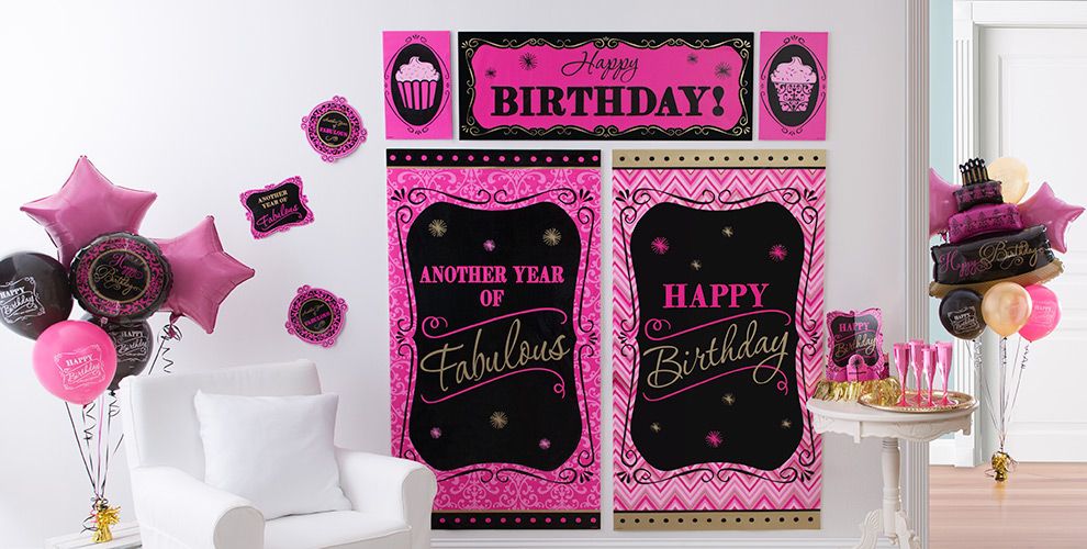 Pink Chevron Birthday Party Supplies - Pink & Gold Party ...