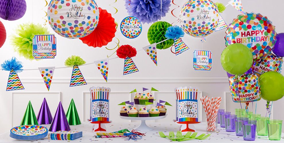 Rainbow Dot Party Supplies -Rainbow Adult Birthday Party Decorations