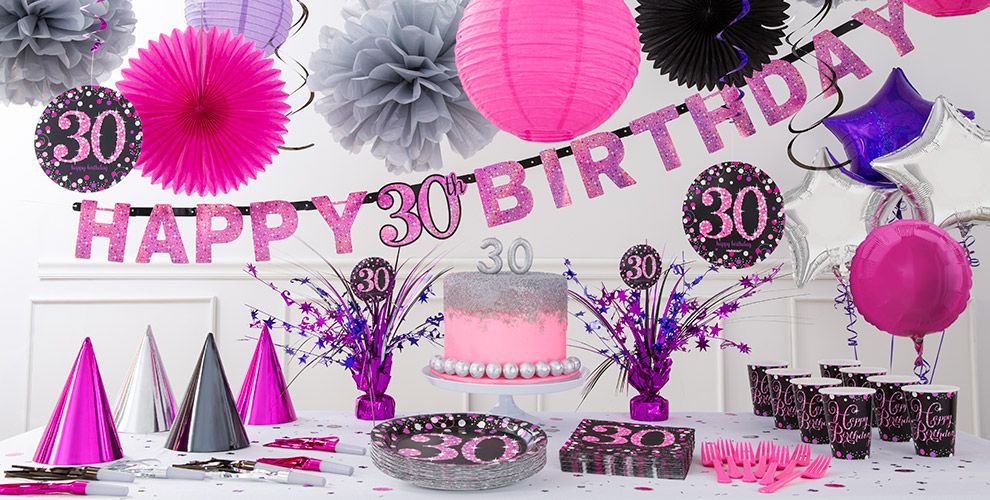 Pink Sparkling Celebration 30th  Birthday  Party  Supplies  