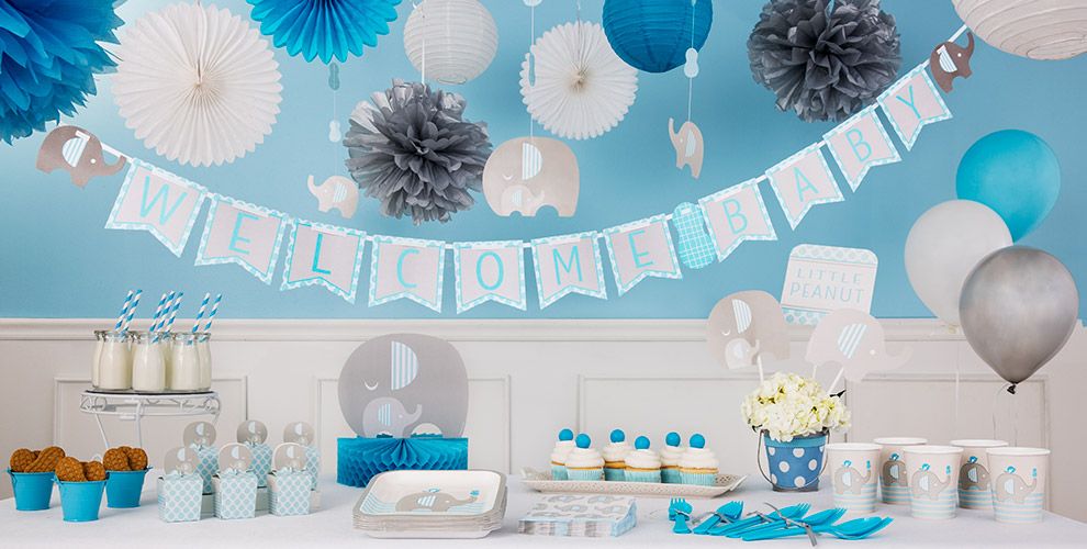 Blue Baby Elephant Baby Shower Party Supplies | Party City