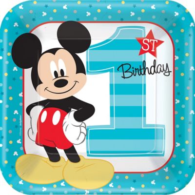 55Pcs Mickey and Minnie Themed Party Decorations Mickey Mouse 1st Birthday Party Supplies Birthday Banner,One Highchair Banner,Welcome Hanger Door Sign 12 Latex Balloon Cake Cupcake Toppers,Mickey Head Balloons