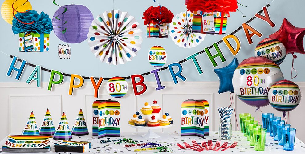 Rainbow 80th  Birthday  Party  Supplies  Rainbow 80th  