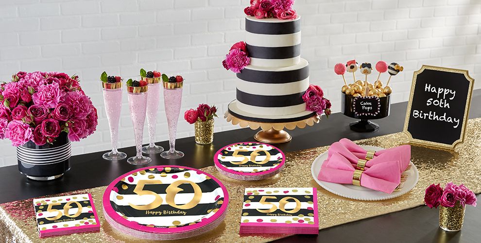 Pink and Gold 50th Birthday Party Supplies Party City 