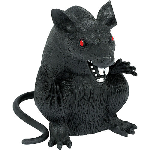 Black Rat Prop Realistic Size Halloween Big Large Mouse Decor Plastic Rubber 