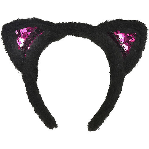 ZOONAI Girls Glitter Cat Ears Headband Cute Hair Band Halloween Christmas Cosplay Party Costume