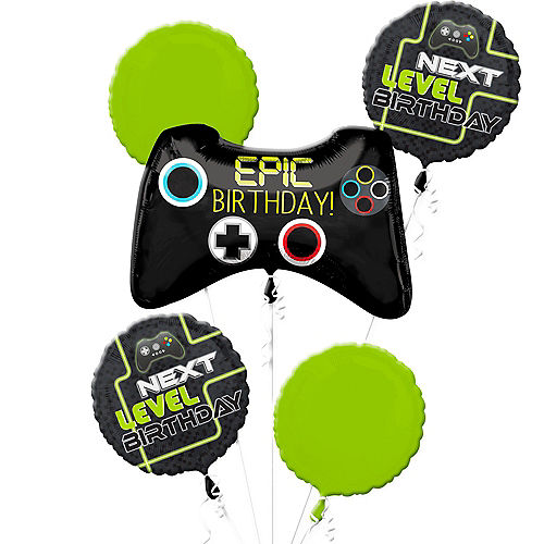 Video Game Party Balloons 4pcs Game Controller Mylar Balloons with 40inch Green Number Balloons 16 for Birthday Party Game Party Decoration 16th