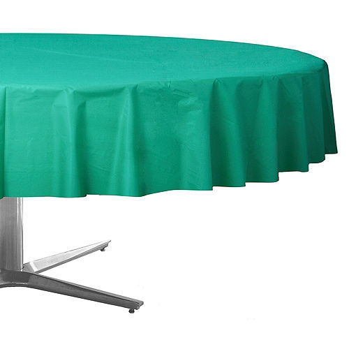 Brilliant Teal Plastic Round Table, Green Round Tablecloth Plastic